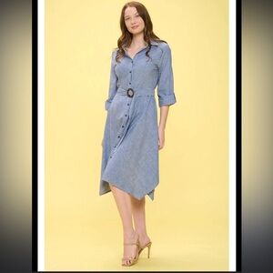 Parallel skies Long Sleeve Notched Collar Shirt Dress